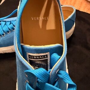Versace Blue Canvas Low-Top Athletic Sneakers